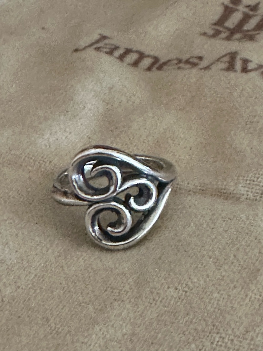James Avery Polished Silver Scroll Heart Ring